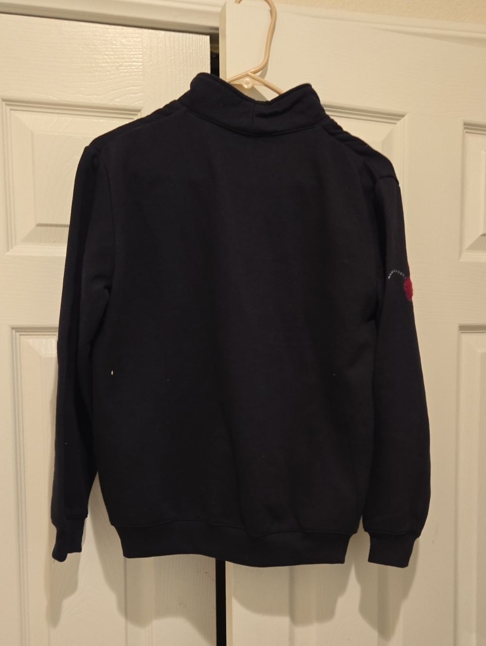 Chinawear  Navy Floral Appliqué Quarter-Zip Sweater Size Small Nwt - Picture 2 of 3